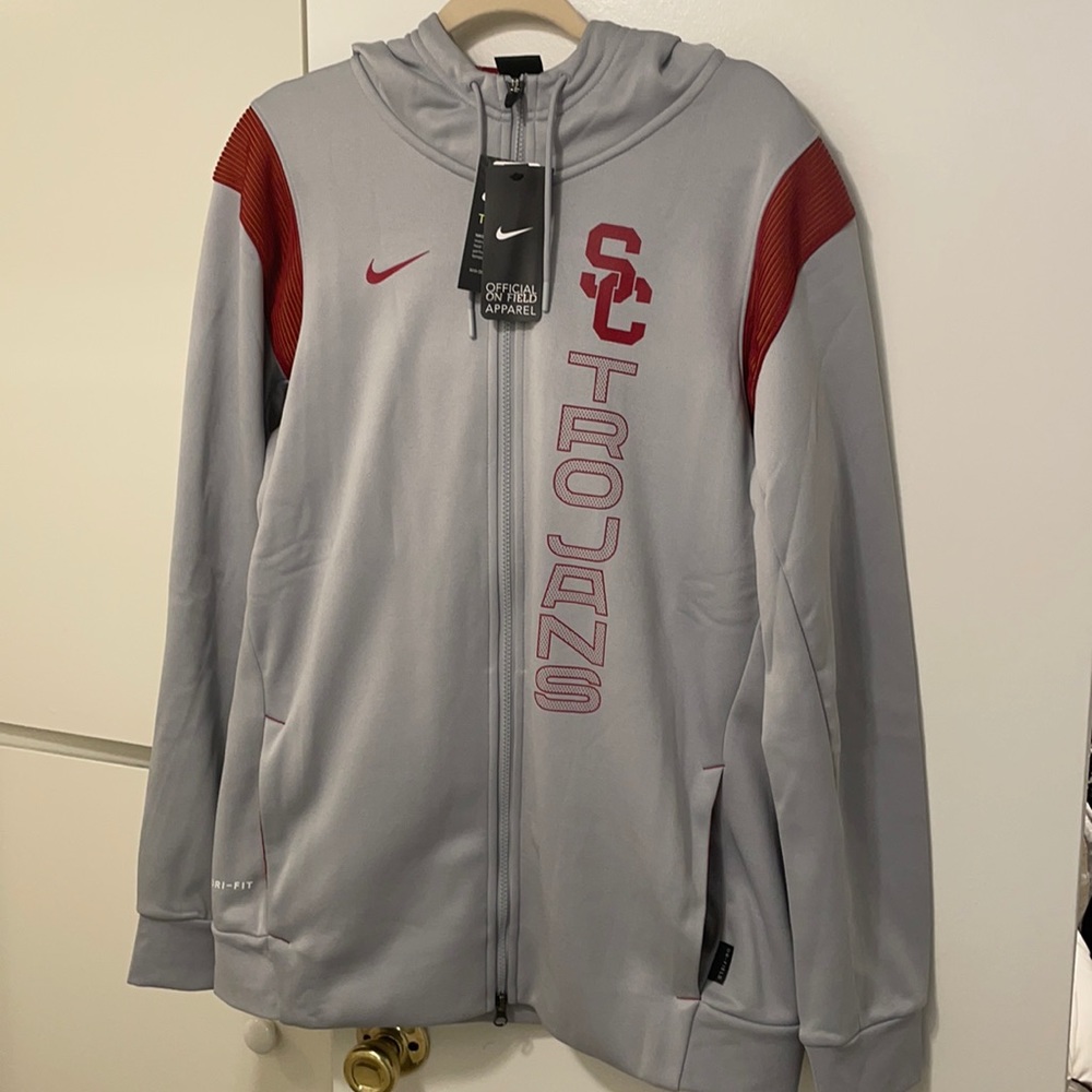 USC Trojans Nike 2021 Sideline Performance Full-Zip Hoodie - Gray - Large
